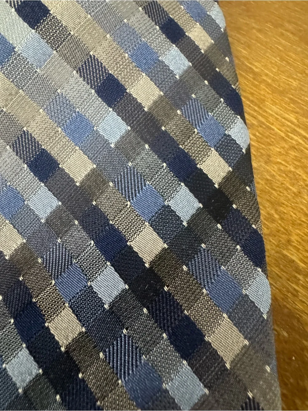 Pronto Uomo Blue and Gray Plaid Men's Tie